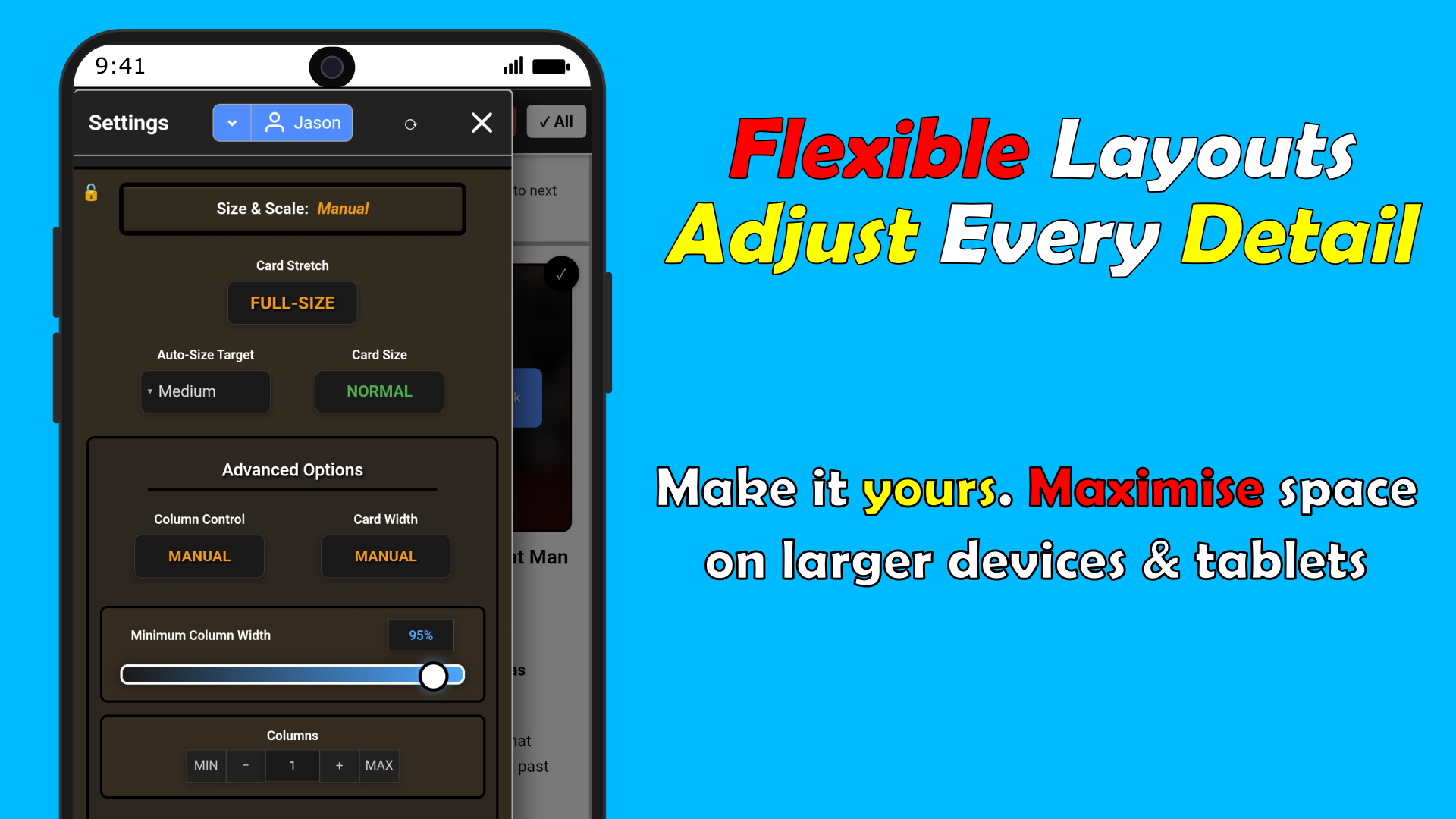 FeeDings flexible layout options