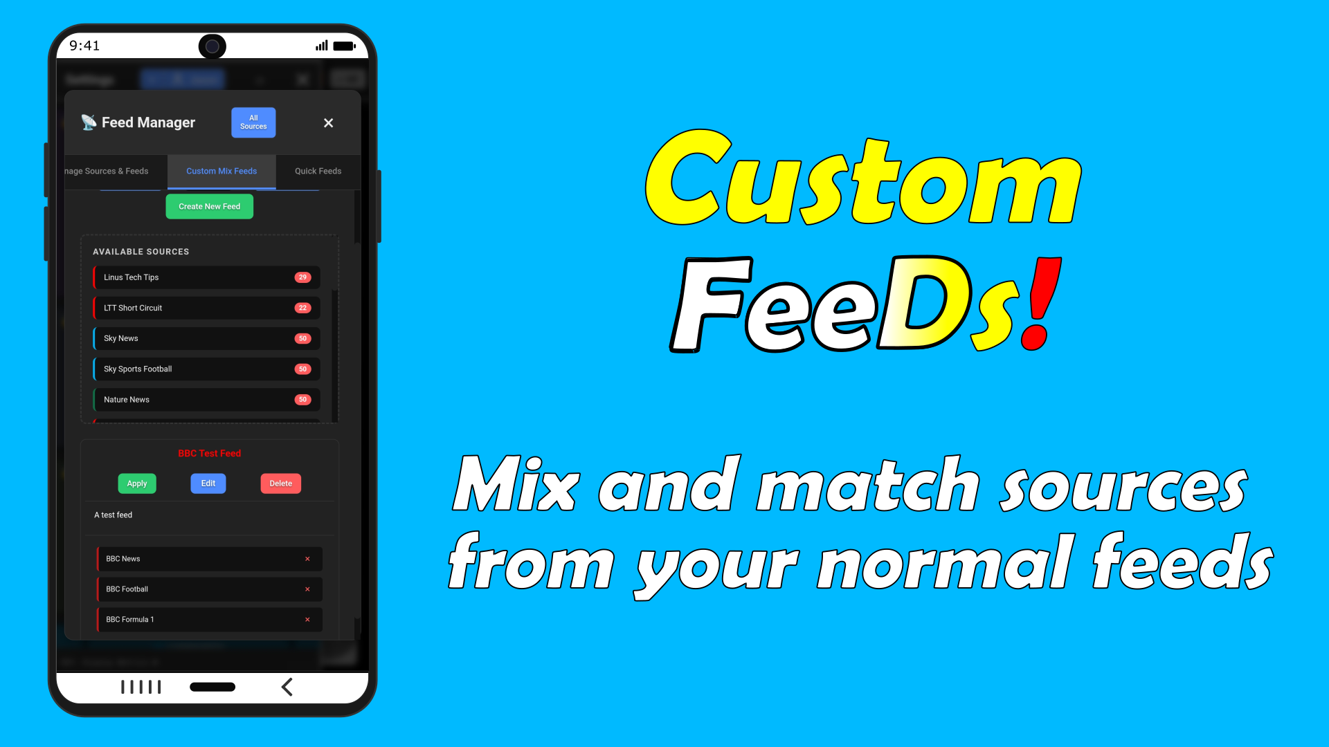 FeeDings feed organisation and folders