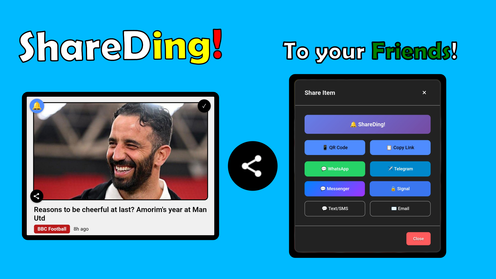 FeeDings ShareDing social sharing feature