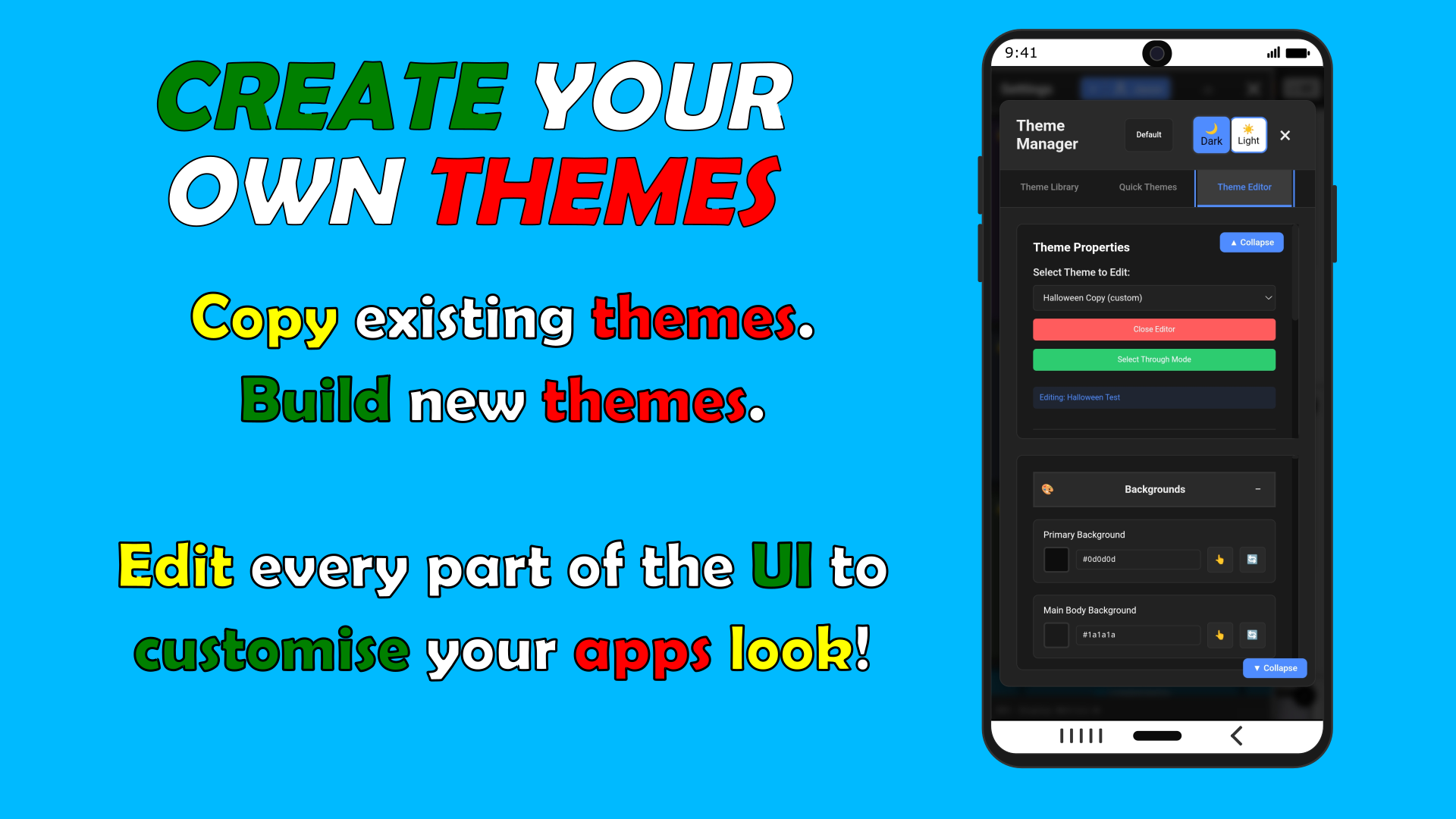 FeeDings custom theme editor